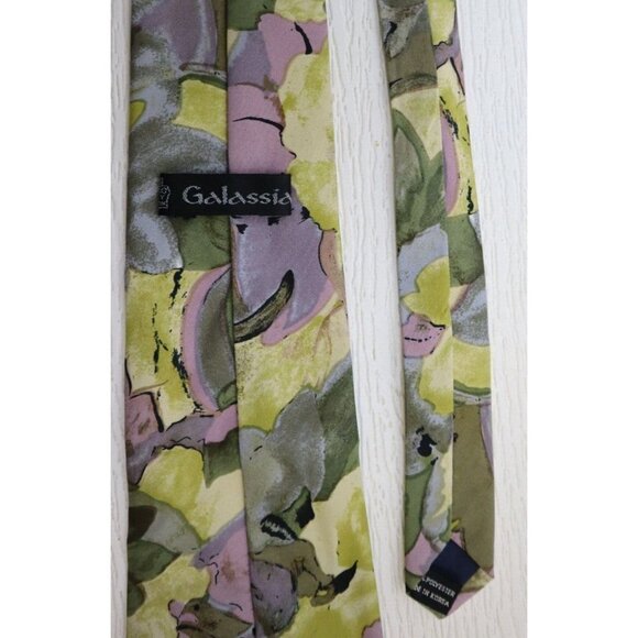 GALASSIA - MEN'S GREEN AND PURPLE PRINT PRINT TIE - Picture 6 of 8
